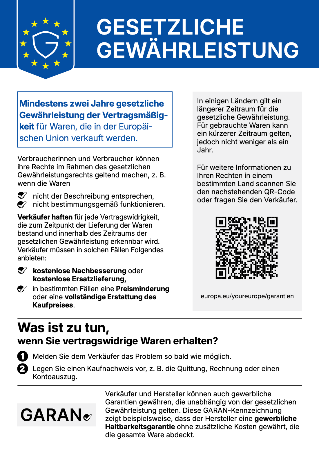 Harmonisierte EU-Mitteilung zum gesetzlichen Gewährleistungsrecht