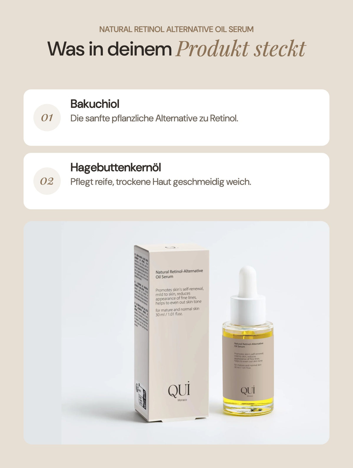 Natural Retinol Alternative Oil Serum: Wichtige Inhaltsstoffe