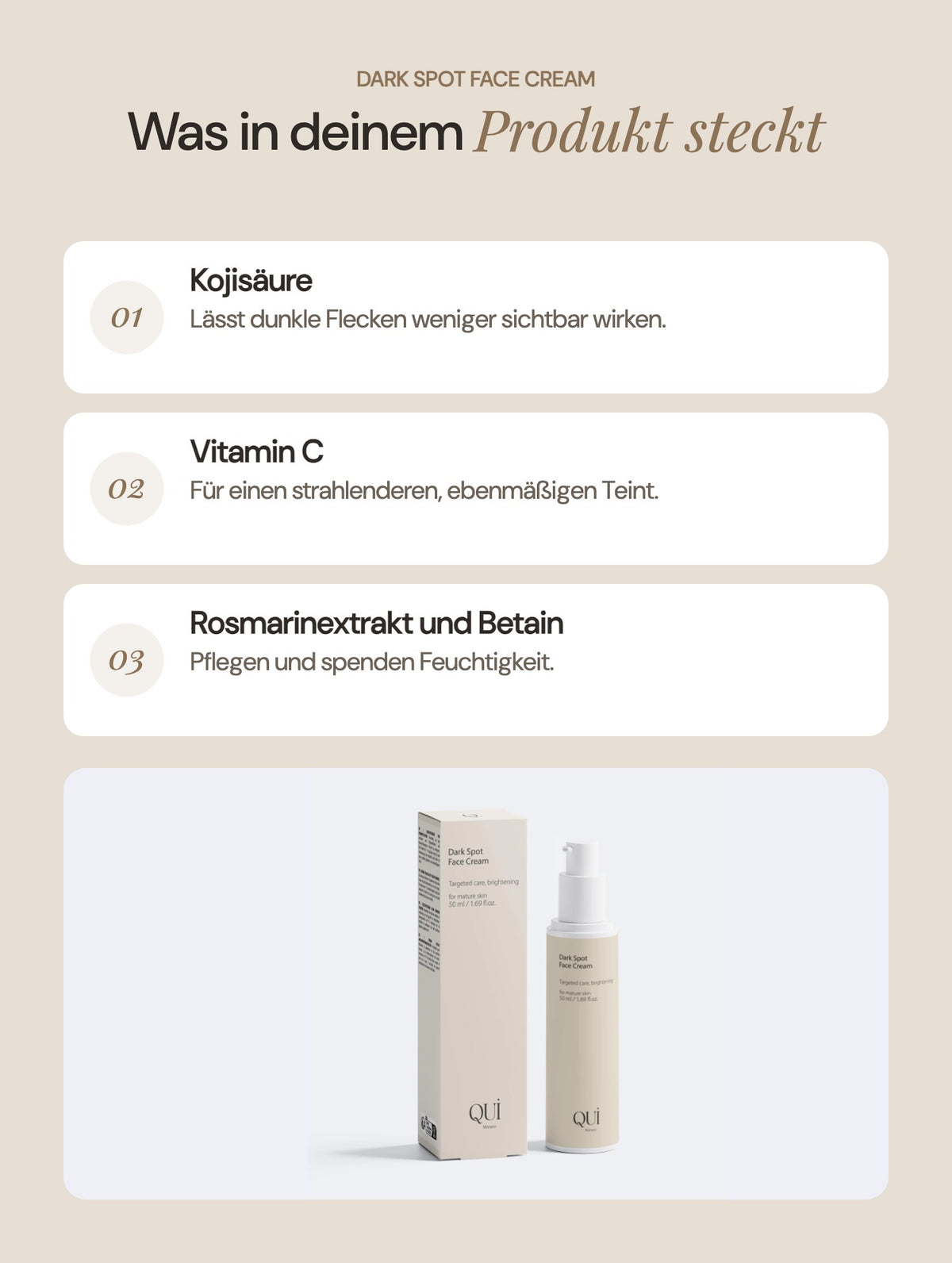 Dark Spot Face Cream: Wichtige Inhaltsstoffe
