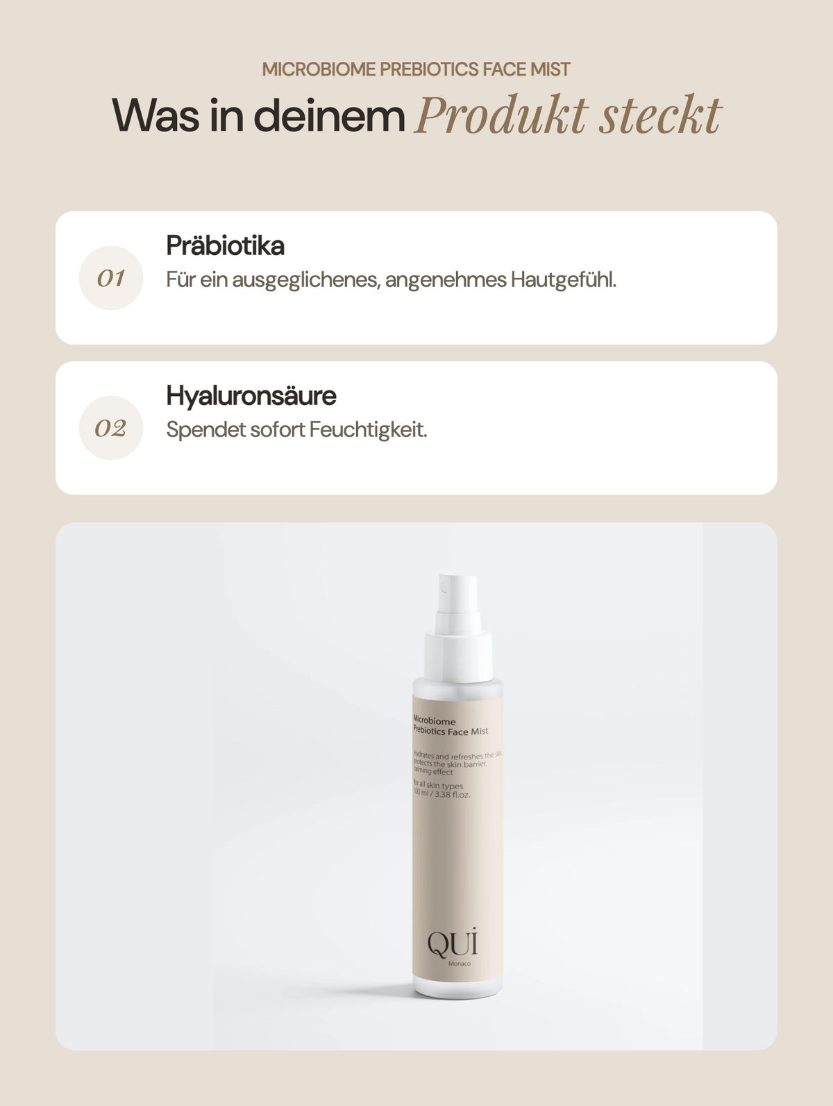 Microbiome Prebiotics Face Mist: Wichtige Inhaltsstoffe