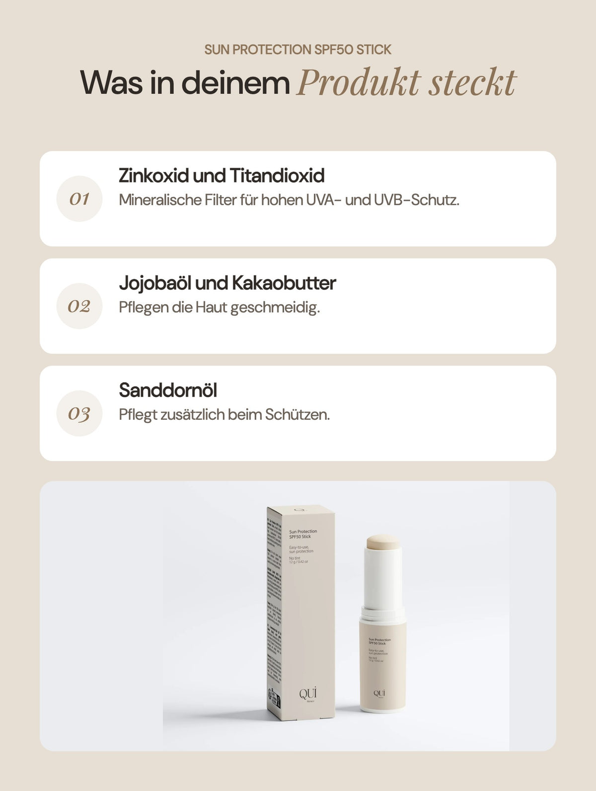 Sun Protection SPF50 Stick: Wichtige Inhaltsstoffe