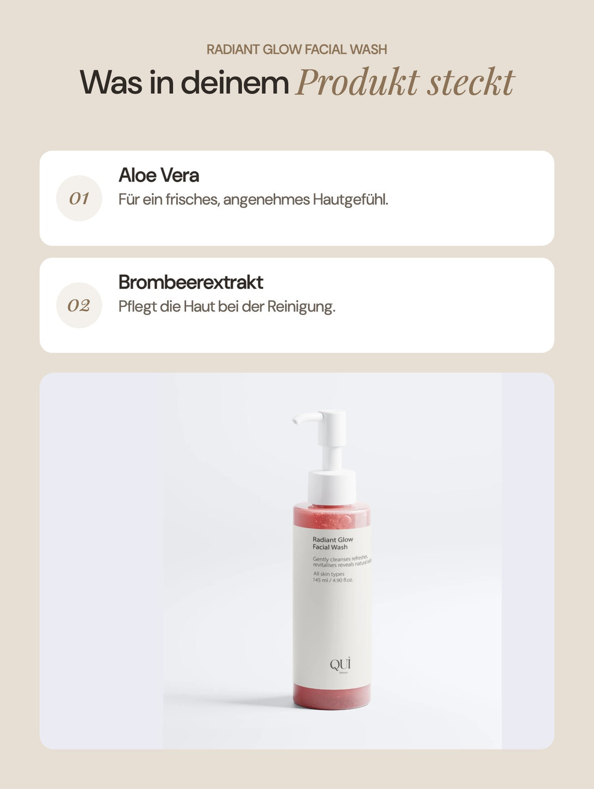 Radiant Glow Facial Wash: Wichtige Inhaltsstoffe